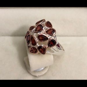 Natural garnet cocktail 925 silver ring size 7.25